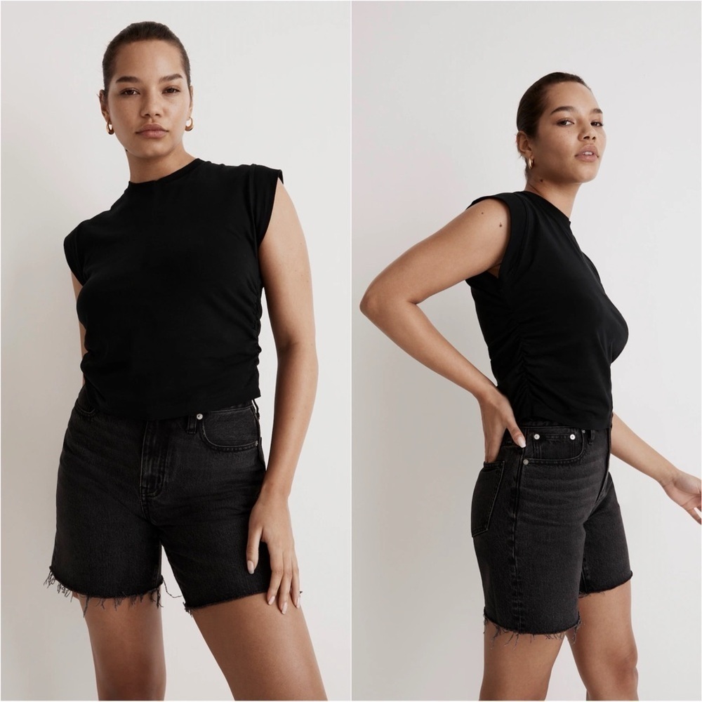 Madewell Top Side-Cinch Muscle Tee Crewneck True Black S NWT New